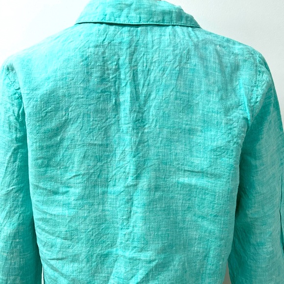 100% Linen Button Down Shirt Top 3/4 Sleeves - Picture 11 of 11